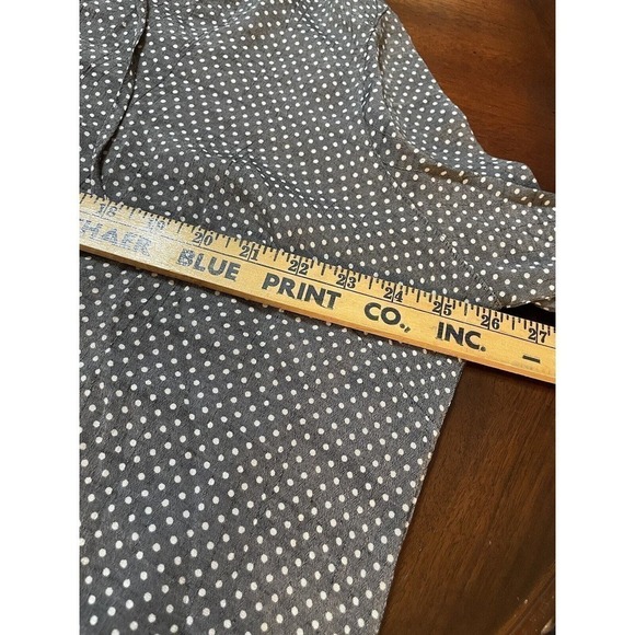 Womens Plus 2X Boho Career Casual Grey Polk Dot Bell Sleeve Lace Up Neck Blouse - Picture 11 of 13